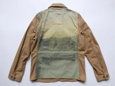 Jaqueta jeans e suprimentos Ralph Lauren celeiro canoa impressa utilitário RARO vintage nova com etiquetas P - Imagem 1 de 4