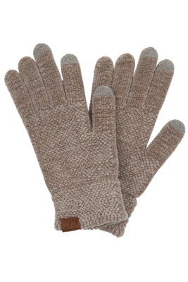 Guantes suaves cálidos de invierno de chenilla ecológicos exclusivos de C.C para mujer color liso Foto 1 de 4