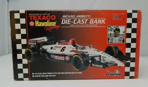AUTOGRAPHED 1995 COLLECTOR SERIES TEXACO MICHAEL ANDRETTI DIE CAST BANK - Picture 1 of 5