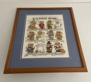 Framed Tapestry The Calendar Bears Wall Hanging Art Nursery Baby Child Gift Idea - Picture 1 of 12