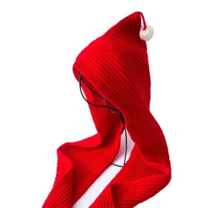 Children’s Winter Knitted Hooded Scarf Neck Ear Warmer Wrap Solid Color Scarves - Picture 1 of 19