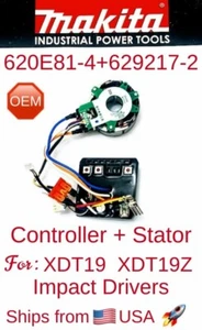 MAKITA 620E81-4 Controller + 629217-2 Stator for XDT19 XDT19Z Impact Drivers USA - Picture 1 of 2