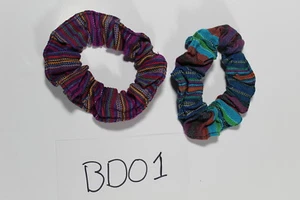 Guatemalan Scunchies - 2x Hand Made Colorful Scrunchy HairTie Accessory NEW BD01 - Picture 1 of 2