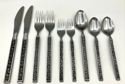 9 pcs INTERPUR Stainless INR18 Steel Silverware Lot Japan Knives Forks Spoons - Image 1 of 4