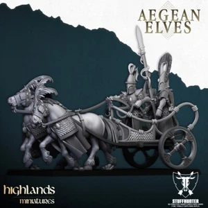 Chariot - Elfes Aegeans - Fantaisie 32mm Hauts Elfes Highlands Chevaux Lanciers - Imagen 1 de 9