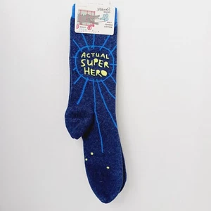 Sock Blue Q  Crew Women Boy Actual Super Hero Mom Mommy Teacher Mother NWT NEW - Picture 1 of 10