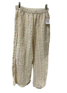 Maurie + Eve Women Crochet Knit Cover Up Wide Leg Pant Size 4 Beige NWT - Picture 1 of 8