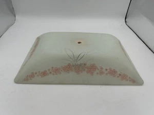 Lampadario vintage MCM rosso smerigliato floreale rettangolare foro centrale 13x9 - Foto 1 di 4