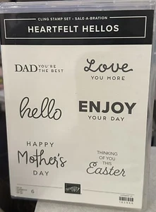 Stampin' UP! HEARTFELT HELLOS Stamp Set Dad Mother's Day Easter Hello Love NEW - Picture 1 of 2