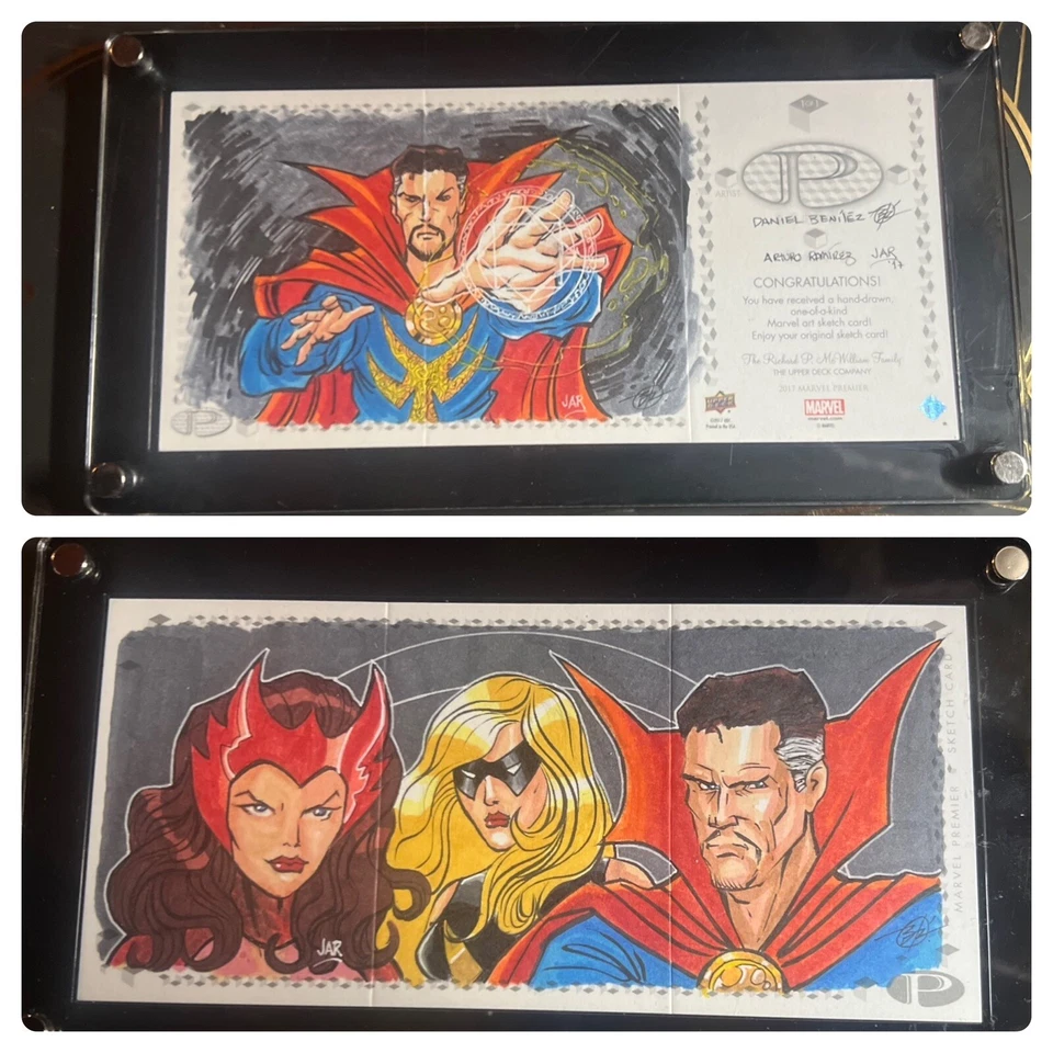 2017 UD MARVEL PREMIER AVENGERS DR. STRANGE 3 PANEL ARTIST SKETCH CARD SP# 1/1 - Image 1 of 4