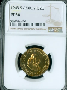 1963 SOUTH AFRICA ENGLISH 1/2 CENT NGC PF66 * - Picture 1 of 2