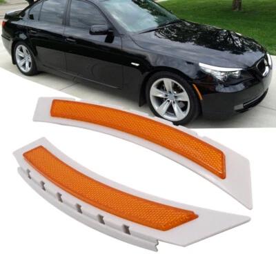 FOR 2008-2010 BMW E60 5 SERIES LCI AMBER SIDE MARKER LAMPS BUMPER REFLECTOR PAIR Foto 1 de 4