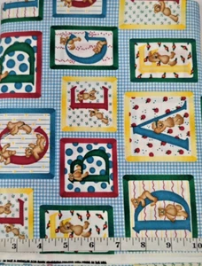 Vintage Daisy Kingdom Alphabet Bears BTY Cotton Sew Quilt Craft Fabric - Picture 1 of 2