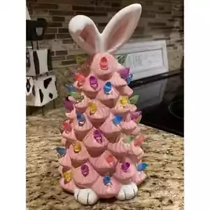 Ceramic Pink Easter Bunny Tree Decoration - Picture 1 of 3