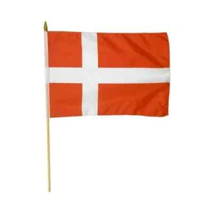 Wholesale Lot of 9 Denmark 12"x18" Handheld Mini Flag w/ Wood Stick - Picture 1 of 1