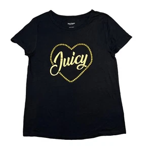 Juicy Couture Scoop Neck Graphic Glitter Heart Tee T-Shirt NWOT Black Gold Y2K - Picture 1 of 6