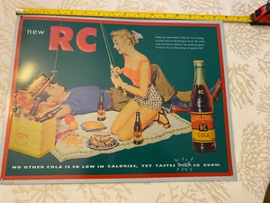 RC Cola Tin Sign VTG 1992 Advertising Metal Royal Crown Cola Picnic Scene 15x12 - Picture 1 of 6