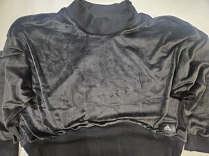 Adidas Mock Neck Cropped Sweater Womens 4X Black Fleece Witchy Goth Soft Top NEW - Picture 1 of 10