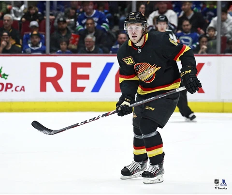 Brock Boeser Vancouver Canucks Black Alternate Jersey Skating 20" x 24" Photo Cover