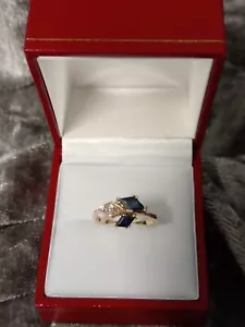 9ct 375 Yellow Gold SAPPHIRE, Vintage Art Deco Ring, UK SIZE ( K) - Picture 1 of 22