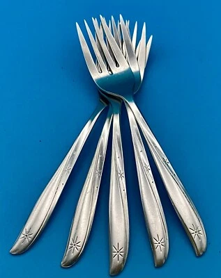 5 Oneida TWIN STAR  Salad Dessert Forks 6 1/4" Stainless Flatware Community - Image 1 of 4