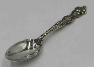 March [Violet] Aries Zodiac Sign ~ Antique Sterling Silver (925) Souvenir Spoon - Picture 1 of 12