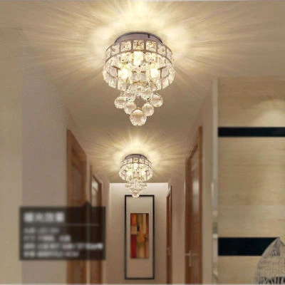 Modern Chrome Crystal LED Ceiling Lights Bedroom Lamp Fitting Chandeliers - Image 1 of 4