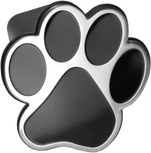 Dog Paw Emblem Metal Trailer Hitch Cover (Fit 2" Receivers, Chrome & Black) - Picture 1 of 4