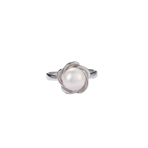 Freshwater Pearl Ring 925 Sterling Silver Mabe Style 8 mm Pearl Adjustable Ring - Picture 1 of 4