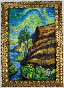 Pintura al óleo sobre lienzo de Vincent van Gogh (hecha a mano) firmada y estampada - Imagen 1 de 7