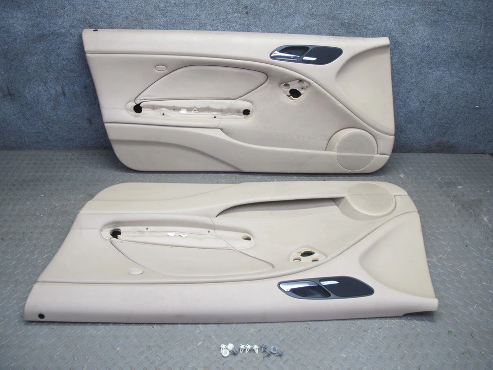 01-06 BMW E46 330ci COUPE CONVERT FRONT DOOR TRIM COVER PANEL SET BEIGE 77K OEM - Image 1 of 4