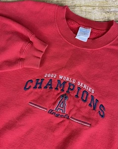 Sudadera De Colección Y2K 2002 Anaheim Angels Campeones Serie Mundial Roja Cuello Redondo Talla L - Imagen 1 de 5