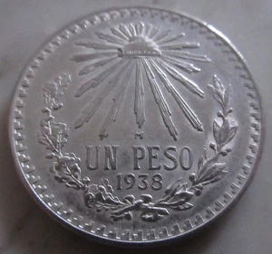 MDS MEXIKO MEXICO UN 1 PESO 1938 M, SILBER   #C - Bild 1 von 2