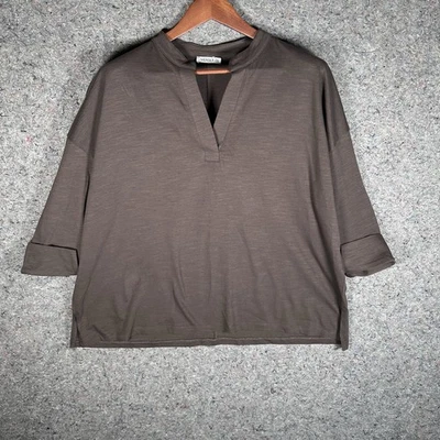 Camiseta Mersea Amelia 100% algodão feminina tamanho único tamanho grande marrom rosa - Imagem 1 de 3