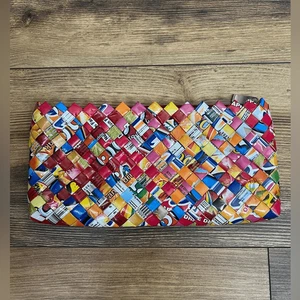 Bolso de mano retro caramelo goma plástico tejido envoltorio monedero ciclo boho brillante artístico - Imagen 1 de 9