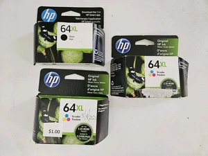 HP 64XL Black & Tricolor Combo Ink Cartridges Genuine OEM Exp: 2023 - Picture 1 of 1