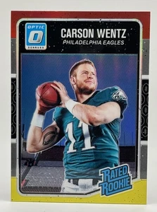 Carson Wentz 2016 Panini Donruss Optic Rated Rookie Red and Yellow Holo #156 RC - Picture 1 of 2