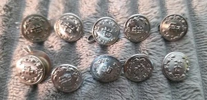 10 Vintage Silver Tone Police Dress Uniform Button Waterbury Conn Buttons - Picture 1 of 10