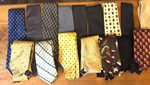 Lot of 16 Men's Neck Ties Geometric Perry Ellis - Kenneth Cole - Chas Reed - Picture 1 of 11