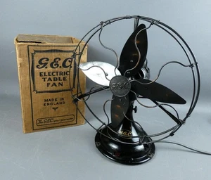 Vintage GEC 12 Zoll Tischventilator um 1935 mit Originalkarton für Gehäuse funktionstüchtig # - Bild 1 von 24