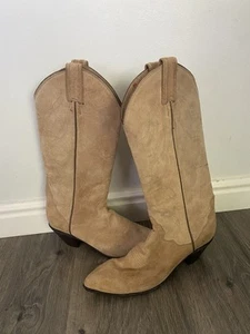 Damenstiefel KUSCHELIG 6,5 Tony Lama hellbraun Wildleder kniehoch. LESEN - Bild 1 von 12