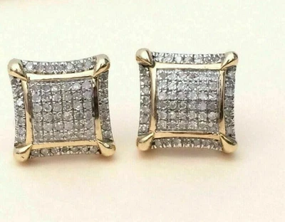 2Ct Round Cut Lab Created Diamond Pave Set  Stud Earring 14K Yellow Gold Plated - Image 1 of 4