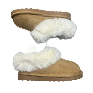 CAT & JACK Toddler Piper Faux Fur Cuff Clog Slippers Brown 9T - Picture 1 of 2