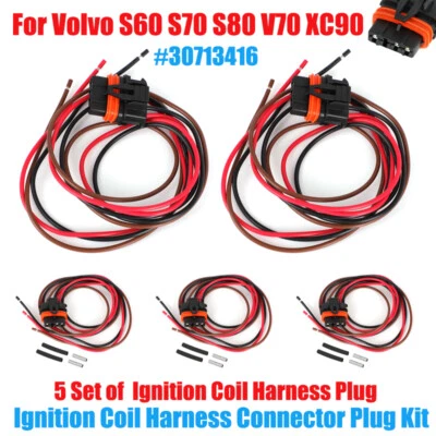 5PCS For Volvo Ignition Coil Harness Connector Plug Kit S60 S70 S80 V70 XC90 - Image 1 of 4