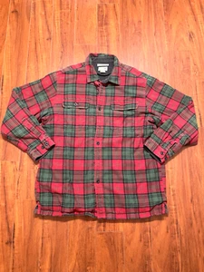 LL Bean Fleece Lined Tartan Plaid Flannel Shirt Jacket Mens Size Large Regular - Picture 1 of 8
