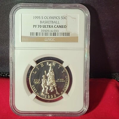1995-S 50C Olympics Basketball Commemorative Half Dollar NGC PF70 ULTRA CAMEO - Image 1 of 2