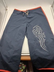 Vintage Y2K Stussy Kordelzug Baumwolle Capri Hose Tribal Design Grafik Gr. 32 - Bild 1 von 11