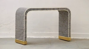 Bone Inlay Console - Black Stripe Pattern Home Décor Furniture - Picture 1 of 12