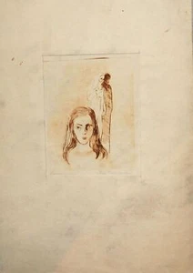 Vintage realist print portrait of a woman - Picture 1 of 11