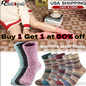 2 Pairs Winter Merino Lambs Wool Heavy Duty Thermal Boots Socks For Women Girl - Picture 1 of 28